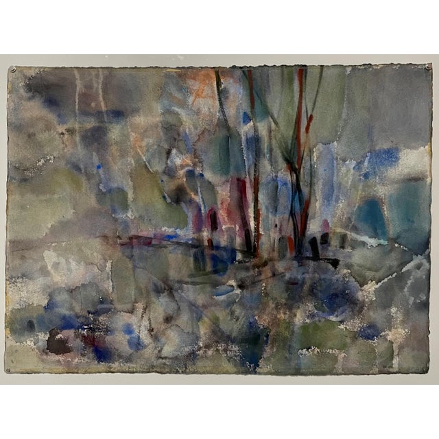 Abstract watercolor composition bearing the influence of the earlier color-block compositions of Paul Klee. Pawel August...