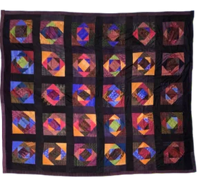 Antique Silk Thailand Artisan Large Patchwork Batik Throw Wall Hanging