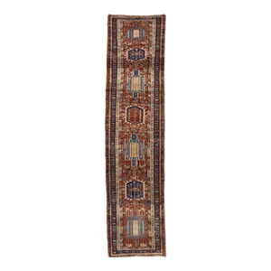 Vintage Handmade Heriz Vintage Wool Rug in Red With Geometric Medallion