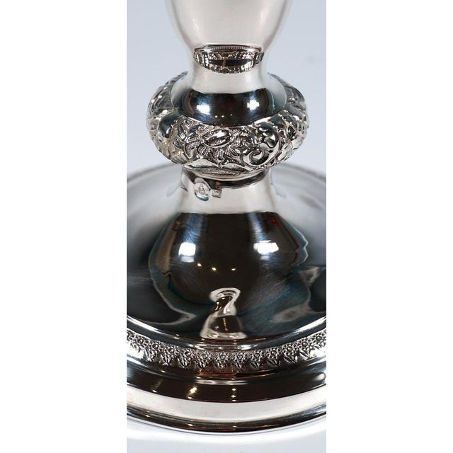 Mid 19th Century Antique Biedermeier Vienna Silver Candleholders, 1840, Set of 2 For Sale - Image 5 of 9