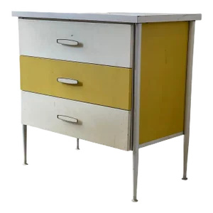 1970s Vintage Mid Century Modern 3 Drawer Dresser Steel Framed George Nelson in Style Of