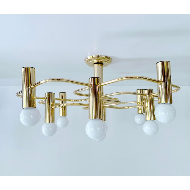 Large Space Age Gilded Ceiling Light from Leola For Sale - Image 11 of 18