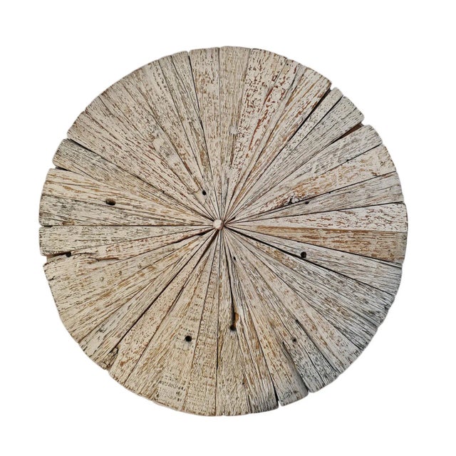 Rustic Salvaged Rustic White Wash Pinwheel Side Table For Sale - Image 3 of 10