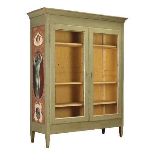 Directoire Wardrobe in Lacquered and Painted Walnut For Sale
