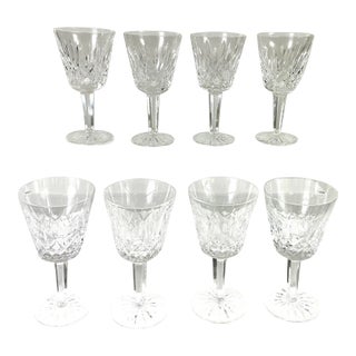 1990s Waterford, Crystal of Ireland “ Lismore” 4 Ounce Claret Wines - Set of 8 For Sale