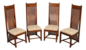 Paul Downs Cabinetmakers Set of Four Highback Spindled Cherry Dining Chairs