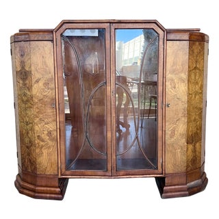 Art Deco Cathedral Display Cabinet with Ebonized Base, Vitrine, circa 1930 For Sale