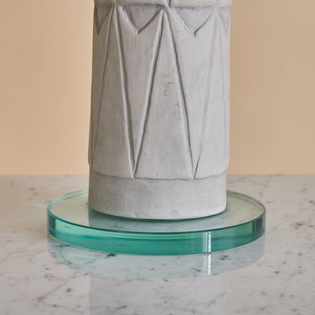 Vintage Italian Ivory Ceramic Table Lamp - 2 Available For Sale - Image 12 of 12