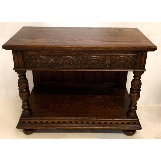 1920s Carved Oak Jacobean Style Server by Kittinger Chairish