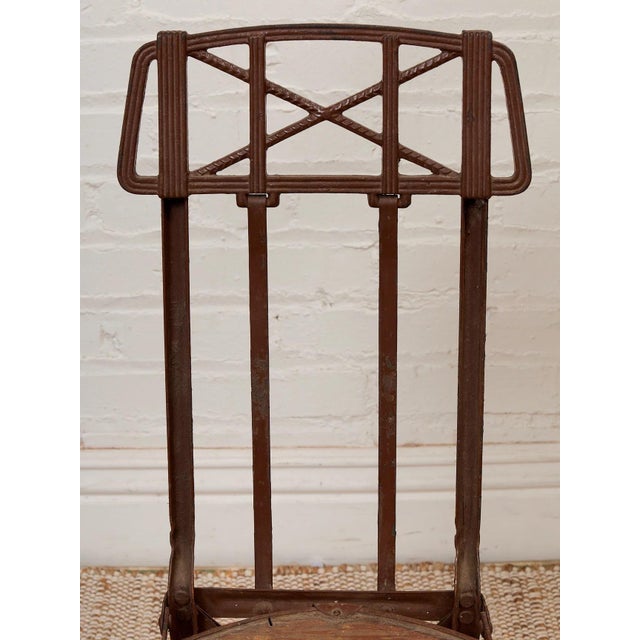 Cast Metal Folding Chair Imperial Steel Corp Chicago Il. Antique 1920s For Sale In Los Angeles - Image 6 of 8