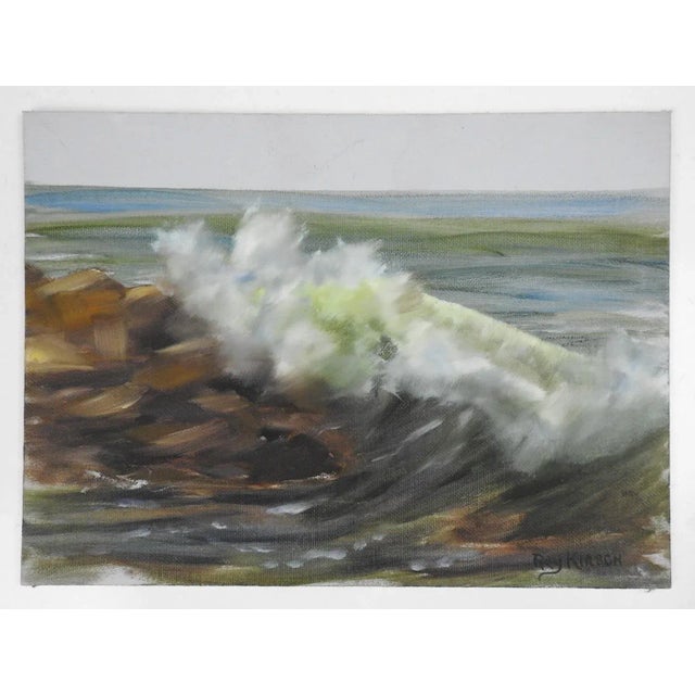 Rustic Late 20th Century Seascape Crashing Waves Painting For Sale - Image 3 of 4