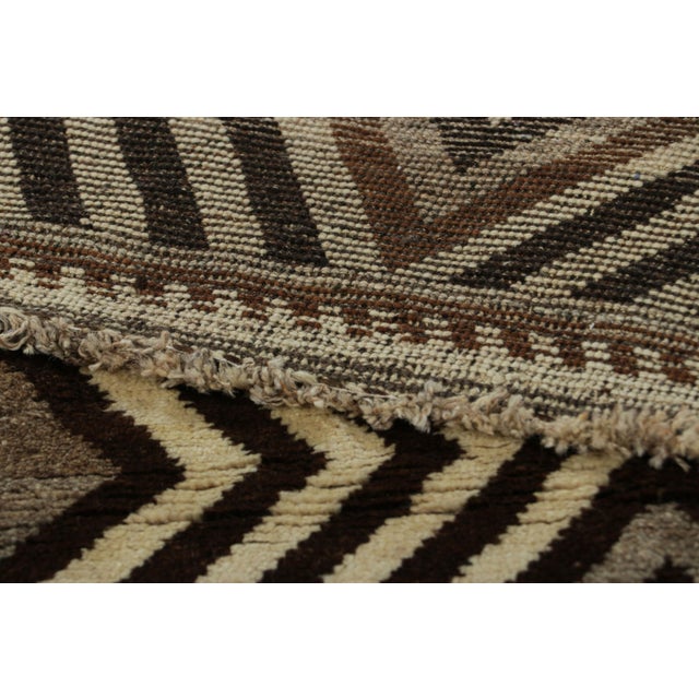 Textile Vintage Gabbeh Persian Rug, Brown & Cream With Geometric Patterns - Rug & Kilim For Sale - Image 7 of 7