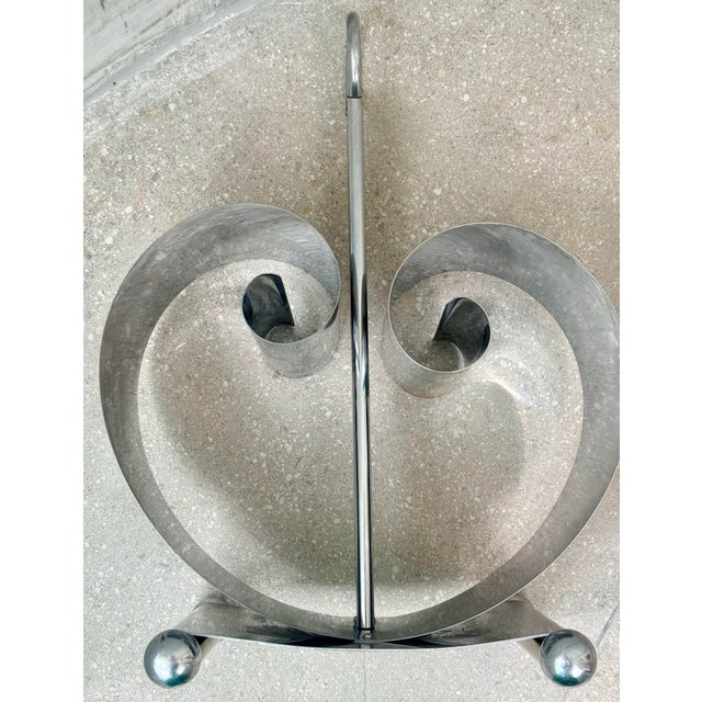 Chrome Rare Vintage Art Deco, Machine Age Polished Chrome Magazine, Book, Newspaper Rack by Fred Farr for Revere Copper & Brass Company, 1935-41 For Sale - Image 8 of 12