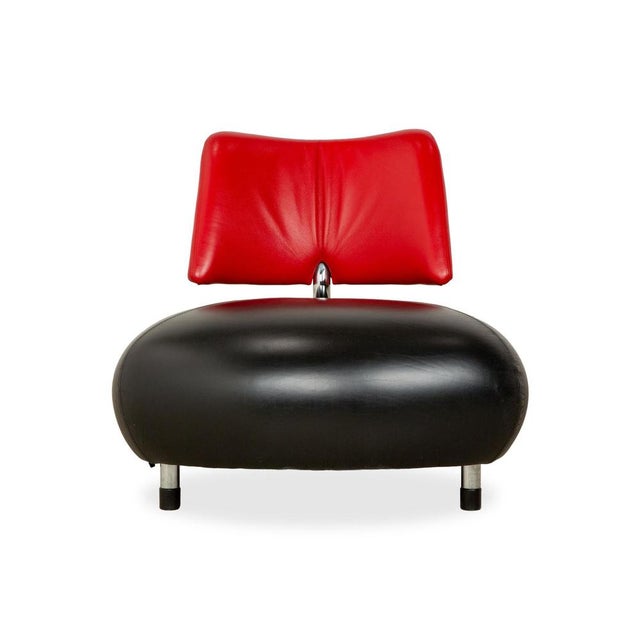 Pallone Armchair in Black and Red Leather from Leolux For Sale - Image 10 of 11