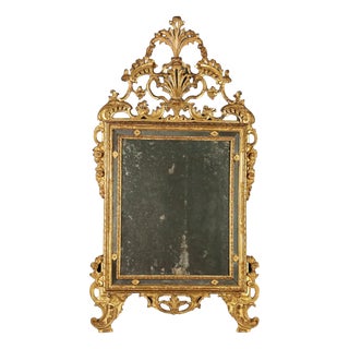 Carved and Gilded Wooden Wall Mirror For Sale