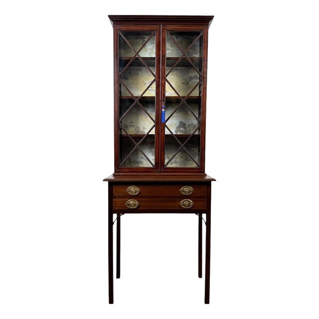 Antique English Georgian Mahogany Display Cabinet, 1700s For Sale
