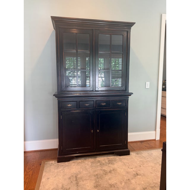 Mid 20th Century English Two Piece China Cabinet For Sale - Image 5 of 16