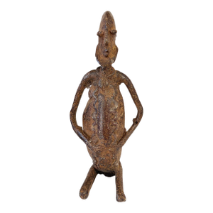 Vintage African Dogon Bronze Figure of a Seating Male Mali 5" H
