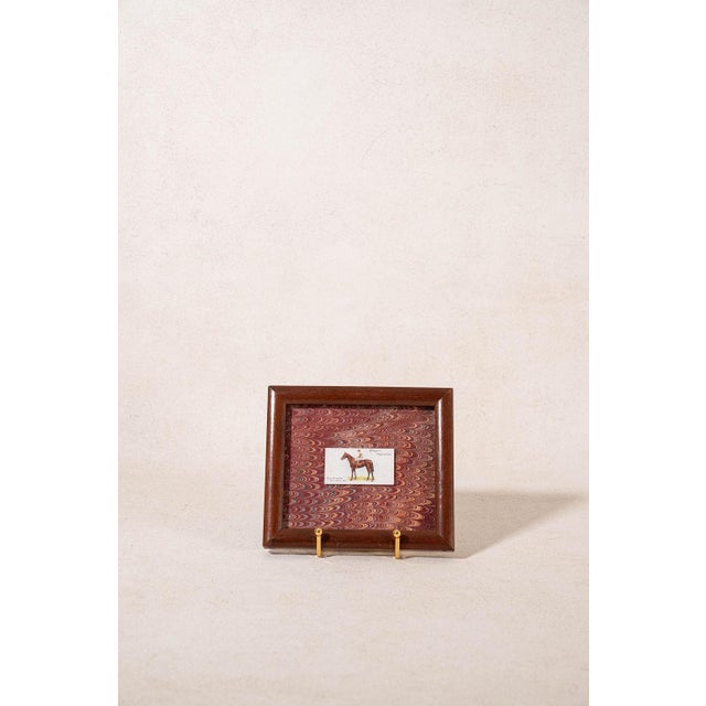 English Pair of Antique British Collector’s Cigarette Jockey Card | Custom Float Mount on Antique Red Marbled Book in Vintage Frame For Sale - Image 3 of 9