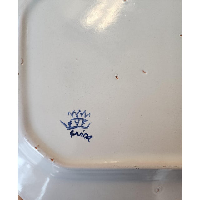 Vintage Large Rectangular Italian Deruta Style Rooster Platter For Sale - Image 10 of 12