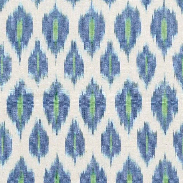 Sample - Schumacher Presidio Ikat Fabric in Peacock For Sale