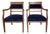 Early 20th Century Regency Revival Style Armchairs Blue Velvet Upholstery- A Pair For Sale