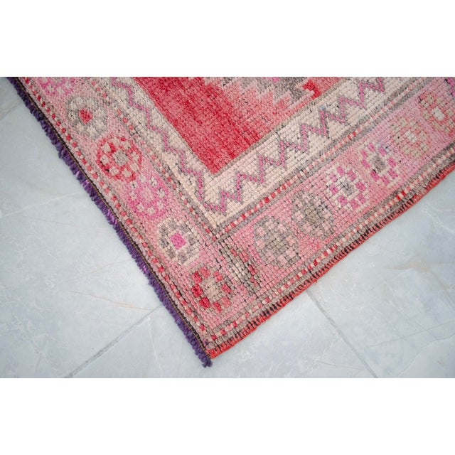 1970s Pink Kurdish Herki Hand-Knotted Distressed Runner For Sale - Image 15 of 17
