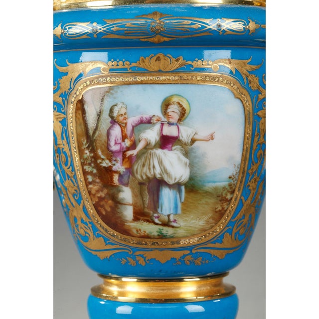 Covered Vases in Polychrome Porcelain in the Style of Sèvres, Set of 2 For Sale - Image 14 of 18