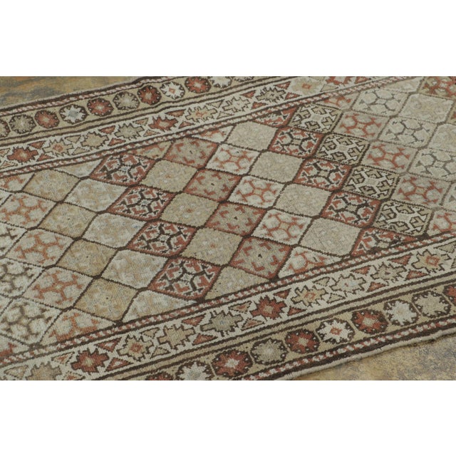 Rug & Kilim Antique Persian Kurdish Runner in Beige With Geometric Patterns - Rug & Kilim For Sale - Image 4 of 7