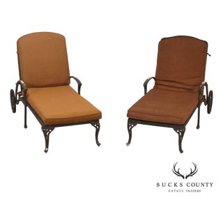 Hanamint Tuscany Pair Of Cast Aluminum Outdoor Chaise Lounge Chairs For Sale