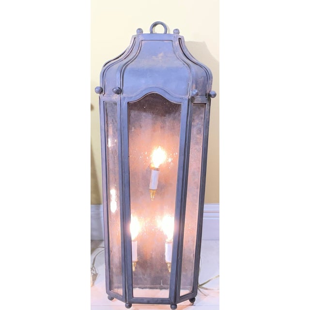 Large Exceptional Pair of Hand-Forged Iron Wall Lanterns Architectural Sconces For Sale - Image 4 of 14
