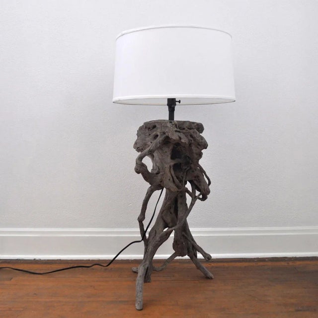 1970s Driftwood Lamp with Shade For Sale - Image 4 of 11