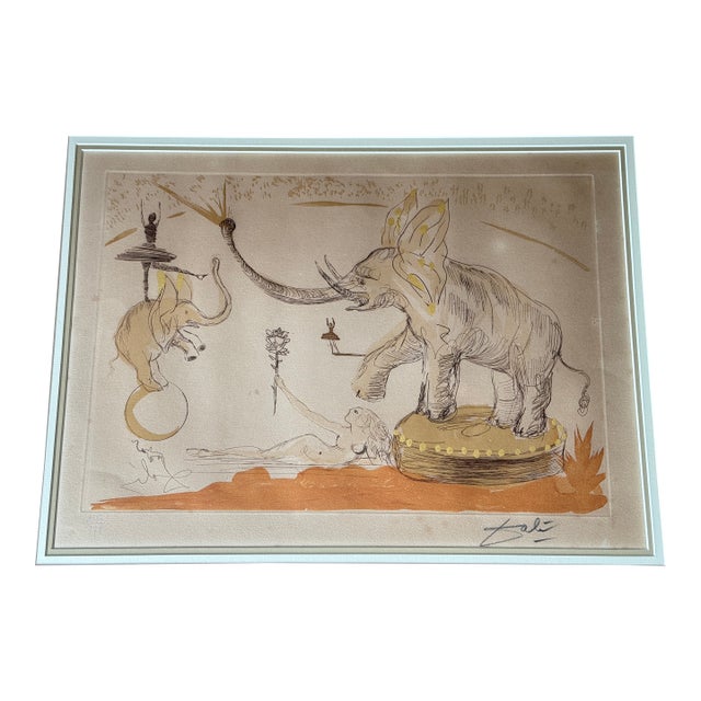 Mid 20th Century Elephants Le Cirque Lithograph Etching by Salvador Dali Pencil Signed For Sale