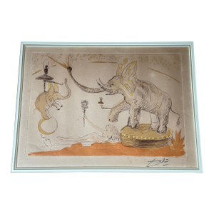 Mid 20th Century Elephants Le Cirque Lithograph Etching by Salvador Dali Pencil Signed