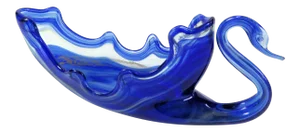 1950s Large Blue Murano Glass Swan Bowl