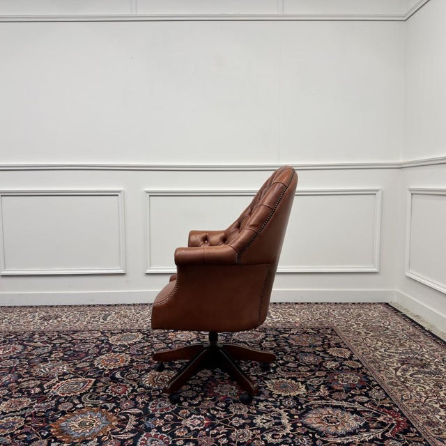 Classic English Chesterfield Director Chair For Sale - Image 3 of 8