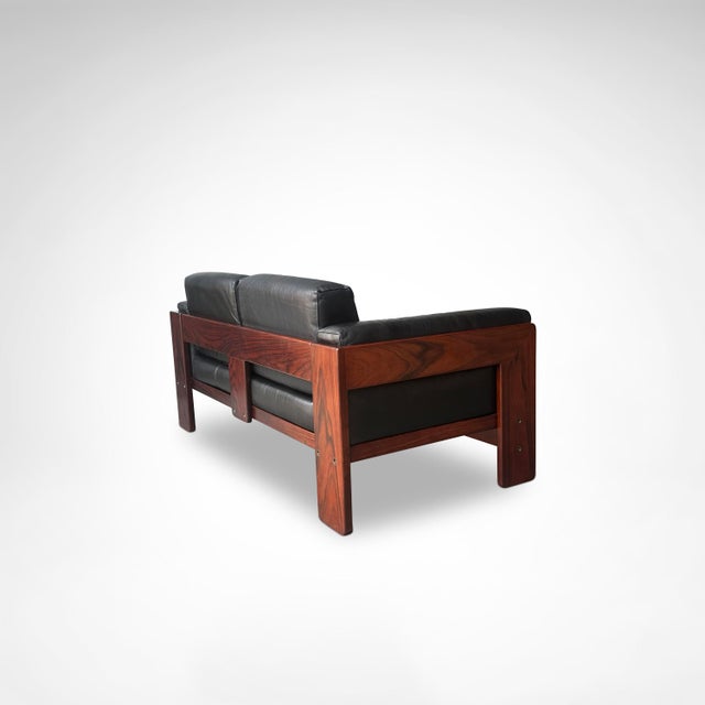 Bastiano Two-Seater Wood and Leather Sofa by Afra & Tobia Scarpa for Knoll International 1980s For Sale - Image 9 of 11