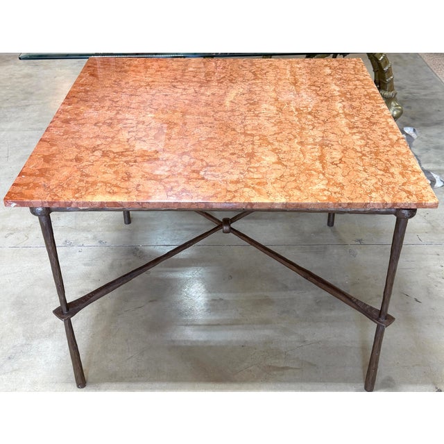 Giovanni Banci for Hermès Hammered Iron & Breccia Rossa Marble Table, Circa 1990 For Sale - Image 15 of 18