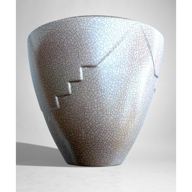 Art Deco French Craquelé White Ceramic Vase For Sale - Image 6 of 18