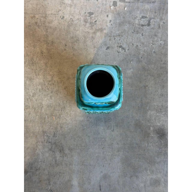 Ceramic Ceramic Vase With Relief Geometric Pattern West Germany Mid-Century Modern 1970s For Sale - Image 7 of 10