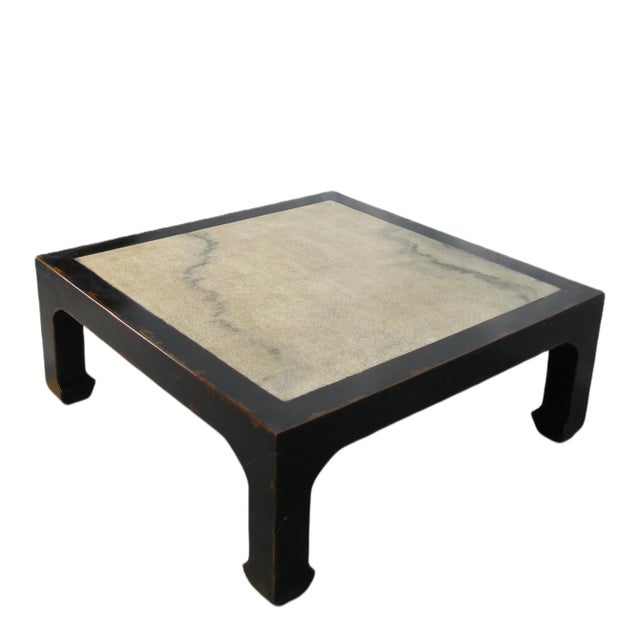Modern Vintage Marble Top Asian Coffee Table For Sale - Image 3 of 8