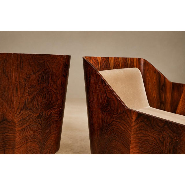 Pair of Brazilian Modern Armchairs in Rosewood & Velvet, Jd Móveis, 1960s For Sale - Image 14 of 18