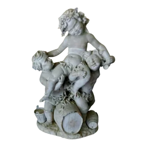 Antique Carved Wooden Putti Sculpture In the Manner of Claude Clodion