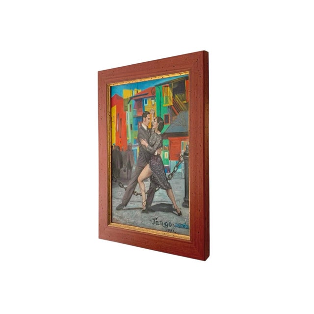 Impressionist Painting Argentina Tango in Buenos Aires Signed & Dated 1999 Vintage Art Decor For Sale - Image 3 of 7