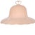 An elegant pendant light with a curved, bell-shaped form. The lampshade has a soft, wavy edge and a glossy, beige finish....