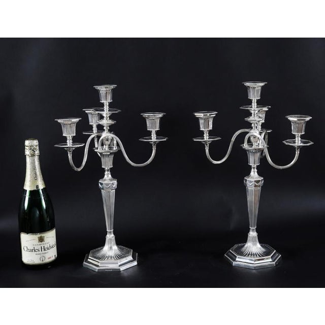 Antique Silver Plated Four Light Candelabra by Hawksworth, 19th Century, Set of 2 For Sale - Image 16 of 17