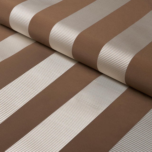 Schumacher Schumacher Madison Wide Stripe Fabric In Brown For Sale - Image 4 of 5