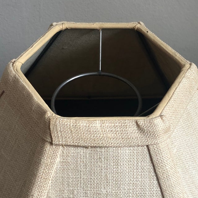 Vintage Hexagonal Hurricane Linen Lamp Shade For Sale In Baltimore - Image 6 of 12