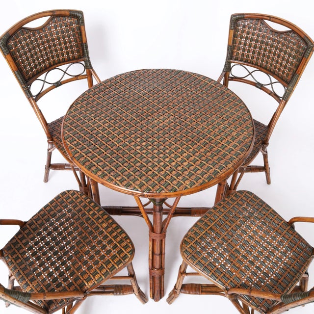 Vintage Bamboo and Rattan French Bistro Table and Chairs | Chairish