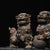 Pair of Vintage Chinese Gilt Bronze Foo Dogs – Buddhist Guardian Lions With Brocade Ball For Sale - Image 9 of 11